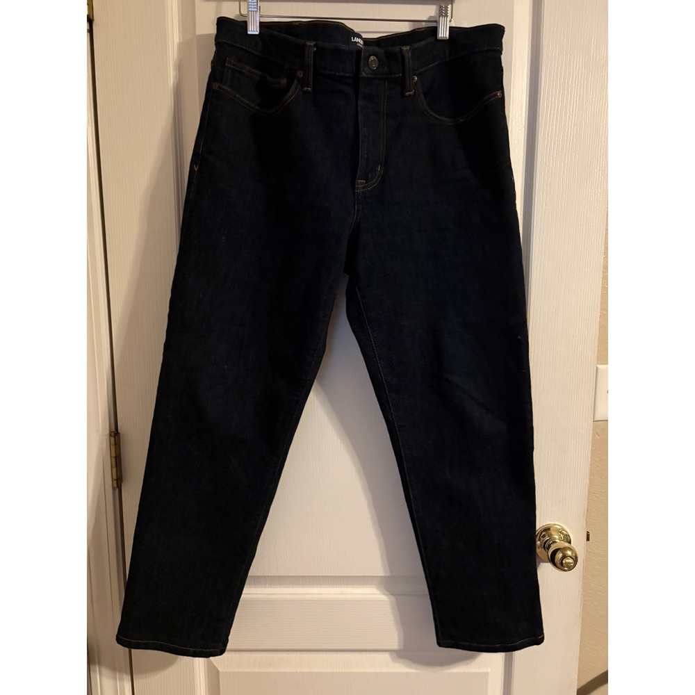 Lands End Jeans Mens 37 Blue Excellent Square Rigger Straight Indigo Stretch